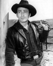 The Virginian TV series James Drury as ranch foreman holding rope 8x10 photo