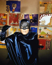 Adam West in his Batman outfit visits school poses against wall 8x10 inch photo