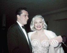 Mamie Van Doren attends Academy Awards with unidentified man 8x10 inch photo