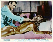Goldfinger Sean Connery checks dead golden girl Shirley Eaton 8x10 inch photo