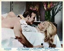 Goldfinger vintage artwork 8x10 photo Sean Connery in bed with Shirley Eaton