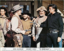 A Gunfight 1970 Johnny Cash & Kirk Douglas draw guns on each other 8x10 photo