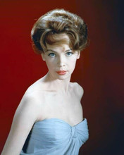 Leslie Caron beautiful glamour portrait in off shoulder blue dress 1960's 8x10