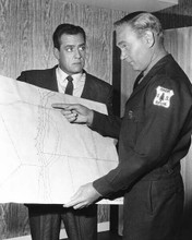 Perry Mason 1960's TV Raymond Burr & Forestry officer look at map 8x10 photo