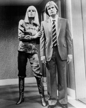 Sapphire and Steel Joanna Lumley & David McCallum stand in corridor 8x10 photo