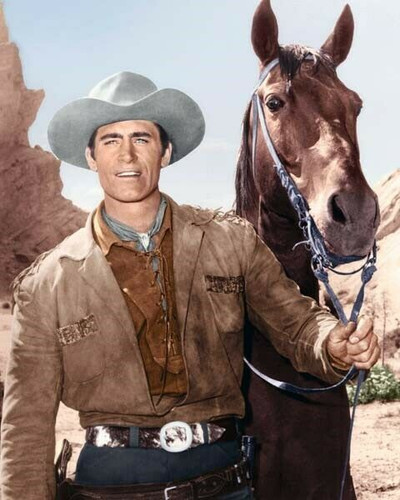 Clint Walker smiling pose with his horse Brandy as Cheyenne 1955 TV ...