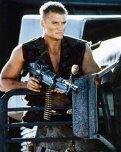 Dolph Lundgren tough guy portrait with sub machine gun 8x10 inch photo