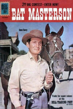 Bat Masterson TV Dell comic book cover art Gene Barry with horse 8x12 inch photo