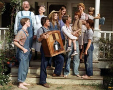The Waltons full cast on house porch with big radio 8x10 inch photo