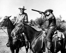 Chisum John Wayne on horse Geoffrey Deuel takes aim with rifle 11x14 Photo