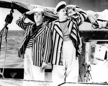 Saps at Sea 1940 Stan Laurel & Oliver Hardy salute aboard yacht 11x14 inch photo