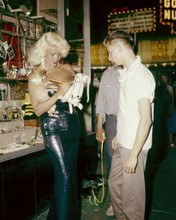Jayne Mansfield in low cut gown signs autograph for fan in Las Vegas 11x14 Photo