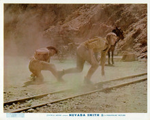 Nevada Smith Steve McQueen watches blast by railway track 8x10 inch photo