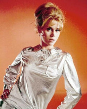 Jane Fonda wears silver futuristic silver outfit pose for Barbarella 8x10 photo