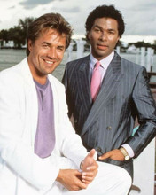 Miami Vice Don Johnson & Philip Michael Thomas pose by harbor 8x10 inch photo