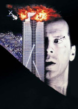Die Hard Nakatomi Plaza on fire Bruce Willis as John McLane 12x18 Poster