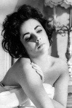 Elizabeth Taylor classic bare shouldered in bed 12x18 inch Poster