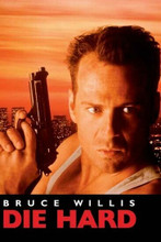 Die Hard Bruce Willis holds gun against city background 12x18 movie poster