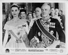 Roman Holiday Audrey Hepburn holds arm of Harcourt Williams 8x10 inch photo