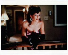 Kelly Le Brock wears low cut pink dress and black gloves 8x10 inch photo