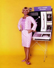 Doris Day 1960's in pink jacket & skirt stands by NASA Space Probes poster 8x10