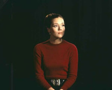 Diana Rigg 1960's era studio portrait in red sweater seated 8x10 inch photo