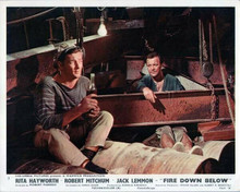 Fire Down Below Jack Lemmon with leg trapped Robert Mitchum drinking 8x10 photo