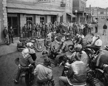 The Wild One Marlon Brando Lee Marvin and bikers gather in town 8x10 inch photo