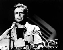 Merle Haggard legendary country superstar 1970's on stage with guitar 8x10 photo