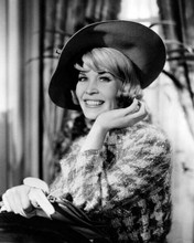 Dorothy Provine 1960's glamour pose with big smile wearing hat 8x10 inch photo