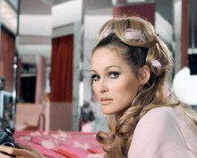 Ursula Andress in pink nightgown lying on bed 1967 Casino Royale 8x10 inch photo