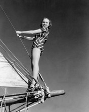 Bette Davis rare leggy pose in swimsuit 1930's by ship's mast 8x10 inch photo