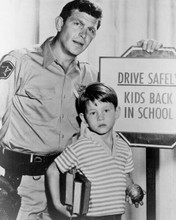 Andy Griffith Show Ron Howard & Andy pose by Drive Safely sign 8x10 inch photo