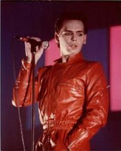 Gary Numan 1970's new wave British singer in red leather jumpsuit on stage 8x10