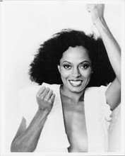 Diana Ross 1980's pose in white dress big smile making a fist 8x10 inch photo