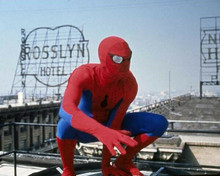 Amazing Spider-Man 1977 TV Nicholas Hammond as Spidey on rooftop 8x10 inch photo