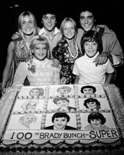 The Brady Bunch cast celebrate 100 episodes with Brady cake 8x10 inch photo