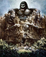 King Kong 1976 Kong rips through jungle village 8x10 inch photo