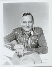 Gene Autry classic smiling portrait in western shirt holding hat 8x10 photo