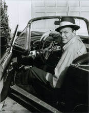 Frank Sinatra 1950's classic pose sits at wheel of his convertible 8x10 photo