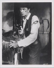 Gary Cooper iconic as Will Kane with bullet torn shirt points gun High Noon 8x10