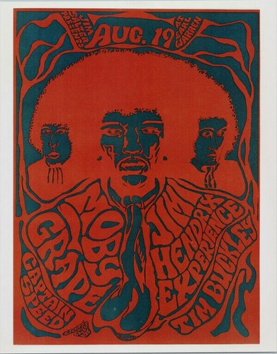 Jimi Hendrix Vintage 1970s 8x10 Poster Art Aug 19 At Earl Warren Santa Barbara The Movie Store 