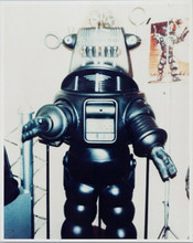 Robby The Robot from Forbidden Planet stands near poster of himself 8x10 photo