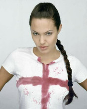 Angelina Jolie in t-shirt with red cross as Lara Croft Tomb Raider 8x10 photo