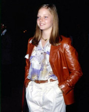 Jodie Foster smiles for press wearing brown leather jacket 1970's era 8x10 photo