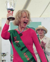 Helen Mirren big smile on her face holds up trophy Calendar Girls 8x10 photo