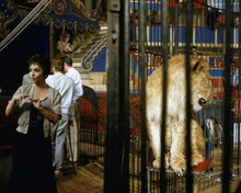 Trapeze 1956 Gina Lollobrigida on set beside lion cage 8x10 inch photo