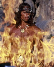 Arnold Schwarzenegger surrounded by flames Conan The Barbarian 8x10 inch photo