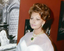 Sophia Loren wears stunning emerald necklace 1960's era portrait 8x10 inch photo