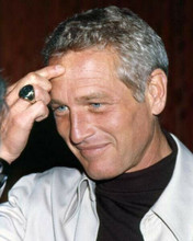 Paul Newman always chic in black turtle neck & white jacket 1970 8x10 photo